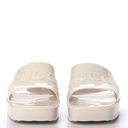 Gucci Rubber Gucci Logo Womens Platform 20/60mm Slide Sandals 36 Mystic White 2 of 8