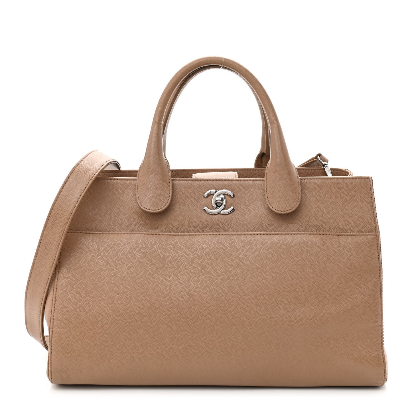 Caviar Medium Cerf Executive Shopper Tote Beige
