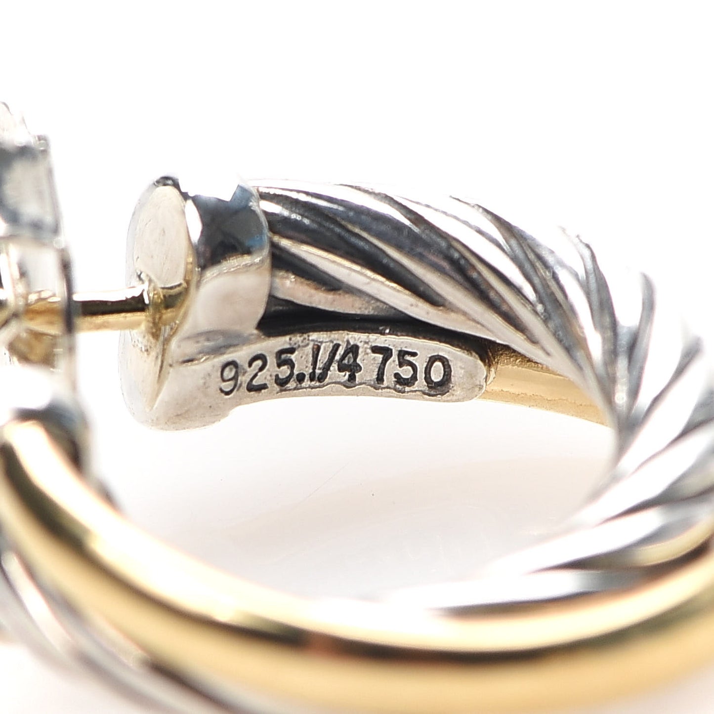 Sterling Silver 18K Yellow Gold 17mm Crossover Cable Hoop Earrings