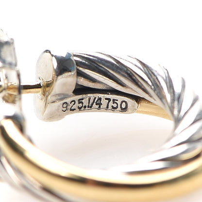 David Yurman Sterling Silver 18K Yellow Gold 17mm Crossover Cable Hoop Earrings 4 of 5