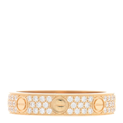Cartier 18K Yellow Gold Diamond 4mm LOVE Wedding Paved Band Ring 52 6 3 of 4