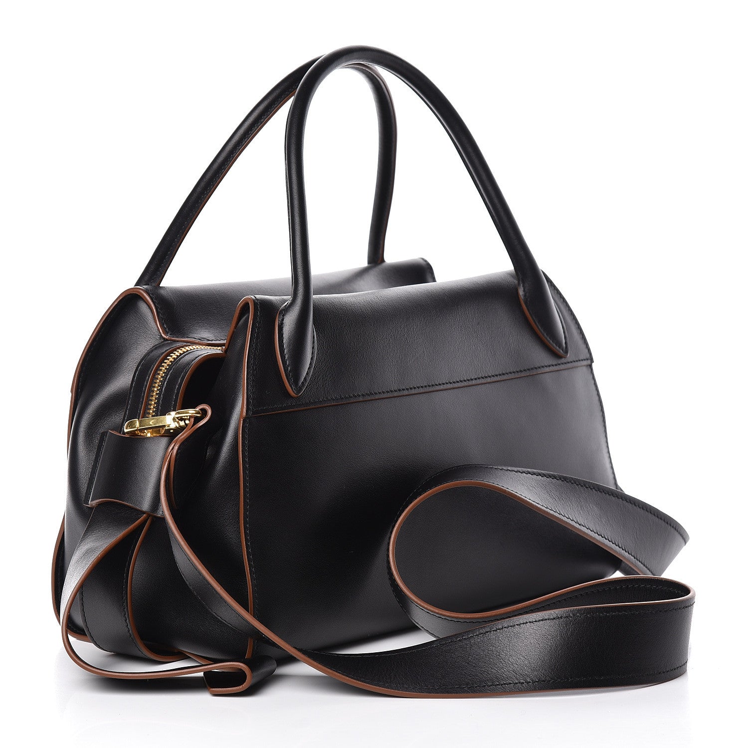Prada City Calf Ribbon Bowling Bag Black 3 of 10