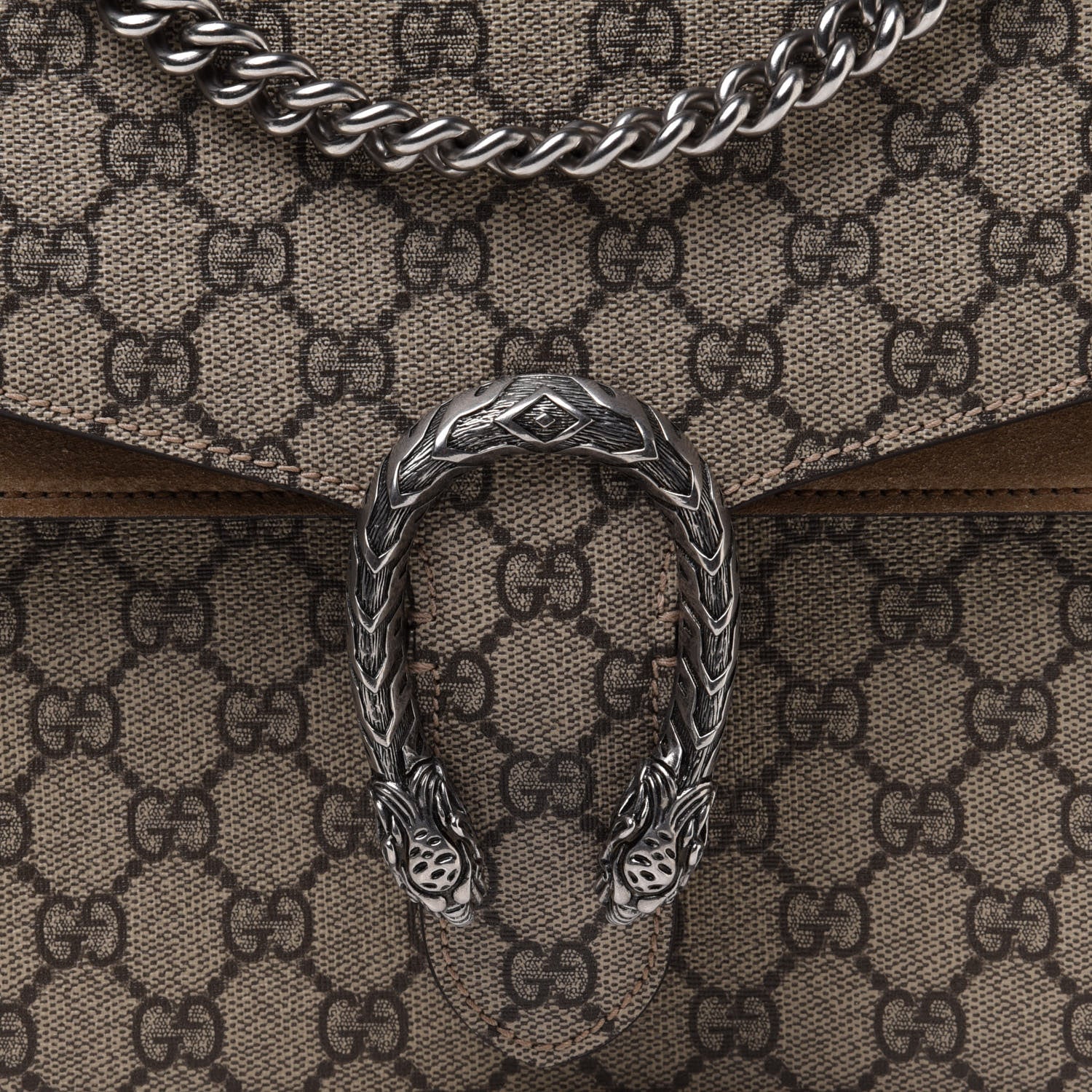 Gucci GG Supreme Monogram Medium Dionysus Shoulder Bag Taupe 9 of 12