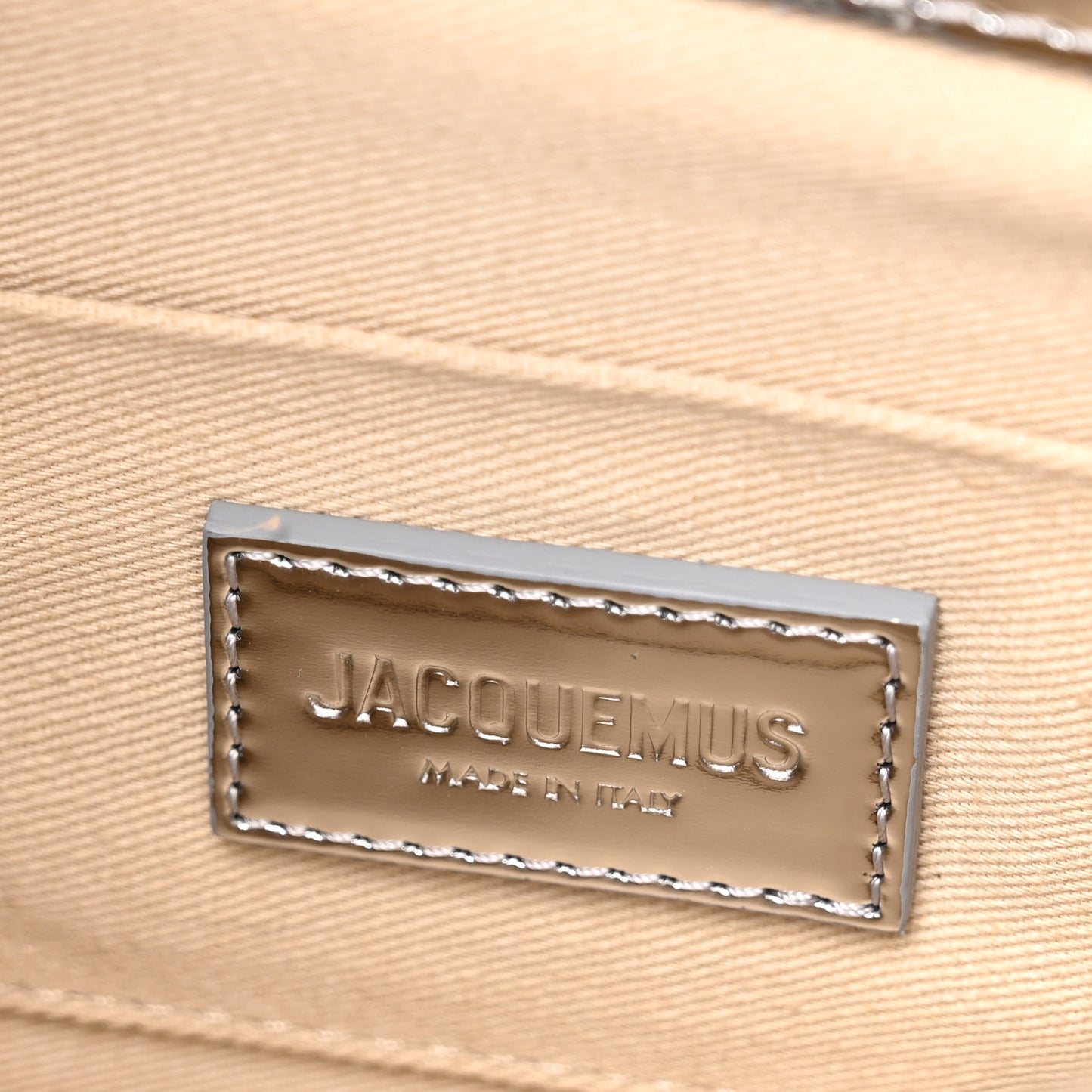 Metallic Patent Calfskin La Pochette Rond Carre Silver