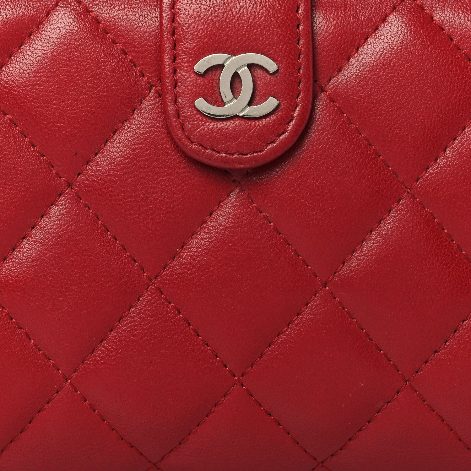 Chanel Lambskin Quilted Zipped Pocket Wallet Red 9 of 9