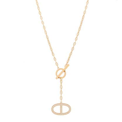 Hermes 18K Rose Gold Diamond GM Chaine D'Ancre Contour Pendant Necklace ST 1 of 7