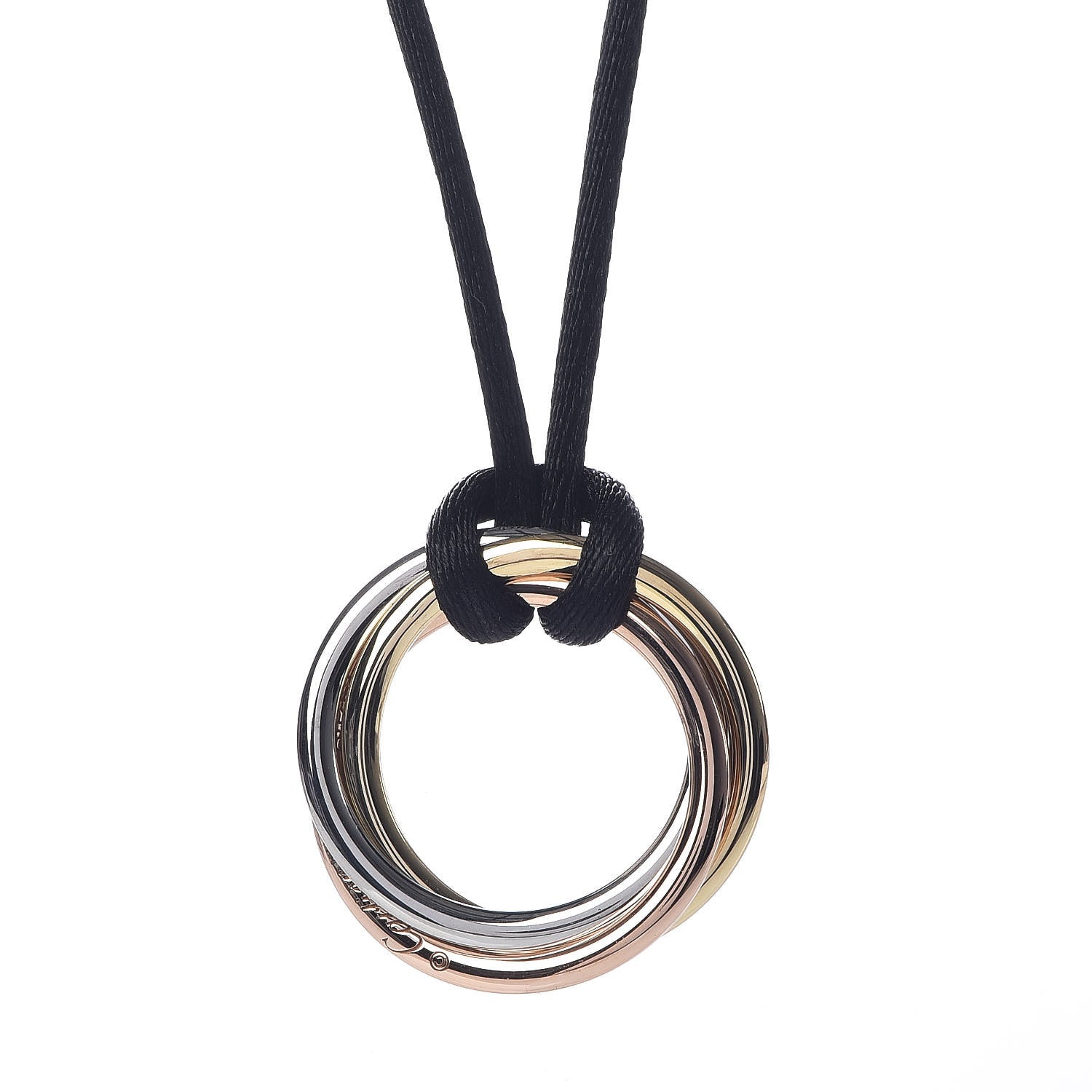 Cartier 18K Pink Yellow White Gold Trinity Cord Necklace 4 of 6