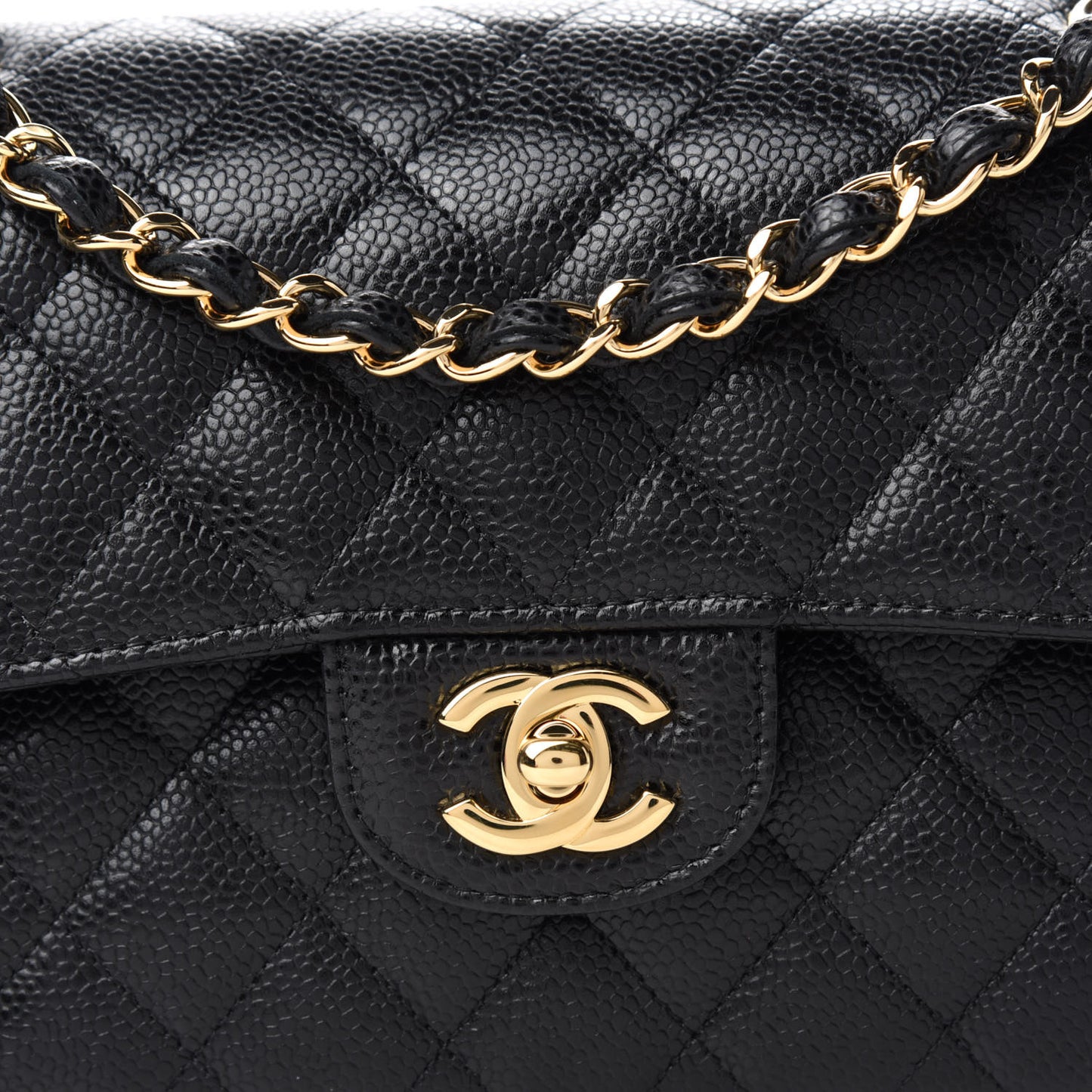 Caviar Quilted Small Double Flap Black