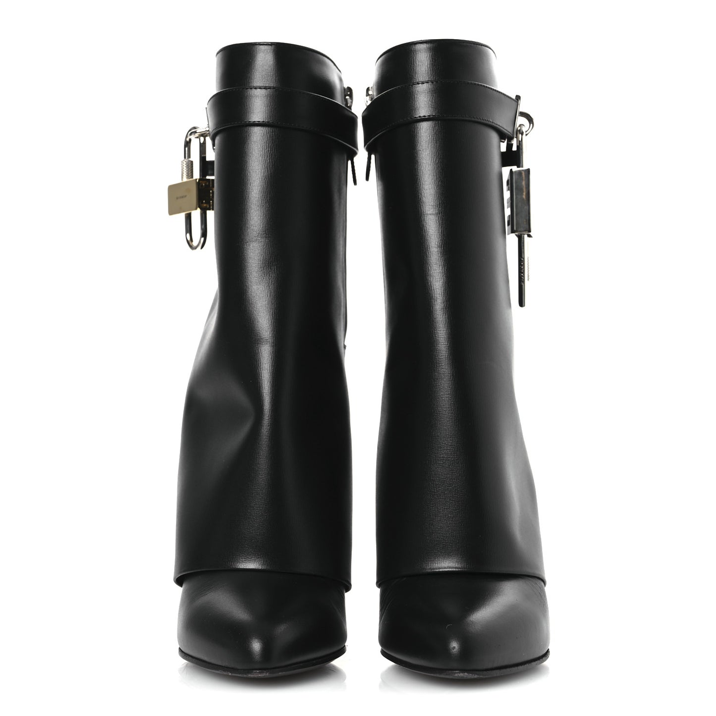 Calfskin Shark Lock Ankle Boots 39 Black