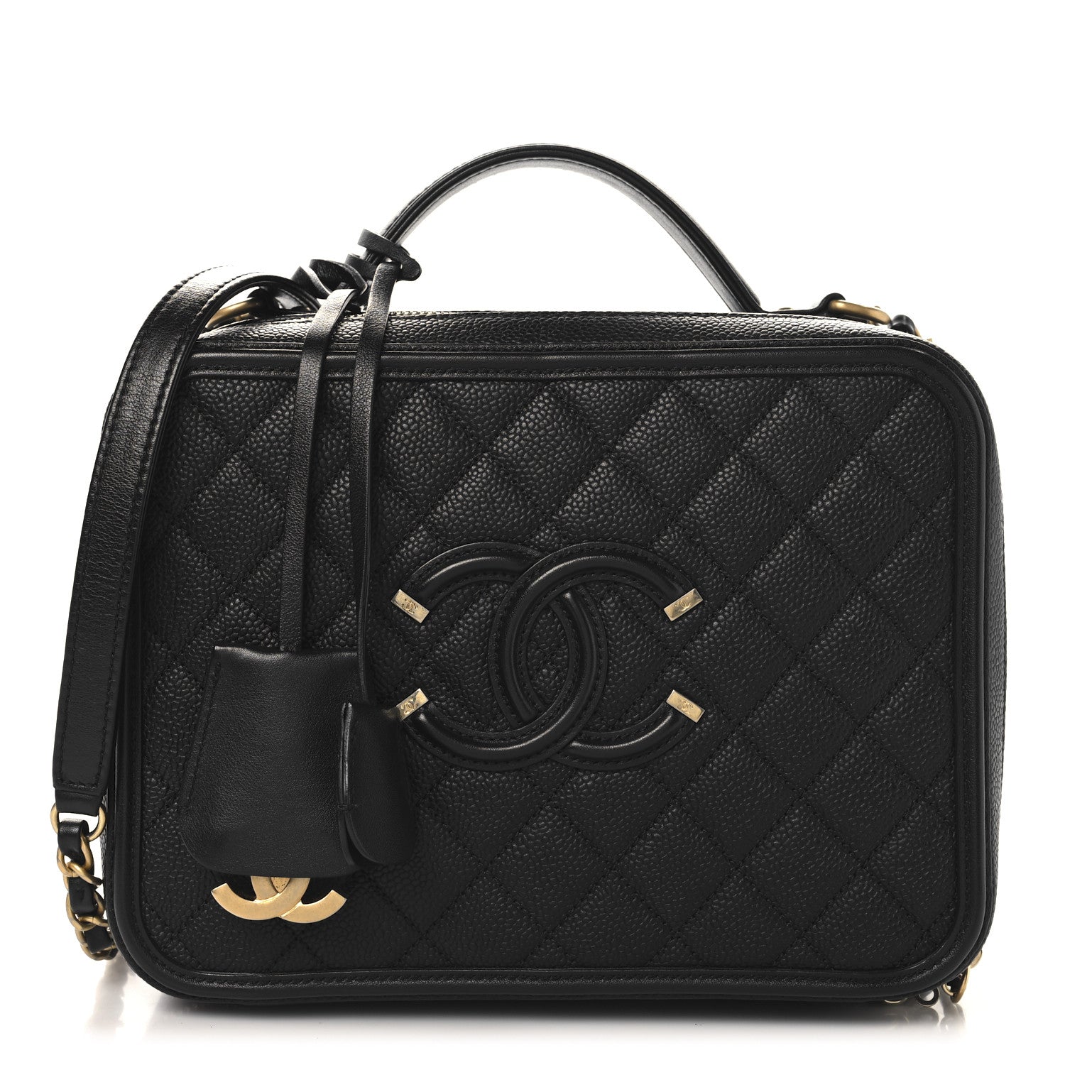 Chanel Caviar Quilted Large CC Filigree Vanity Case Black 1 of 11