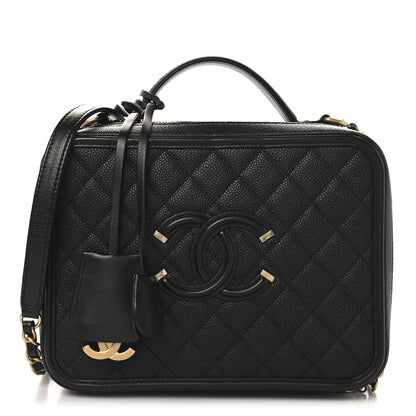 Chanel Caviar Quilted Large CC Filigree Vanity Case Black 1 of 11