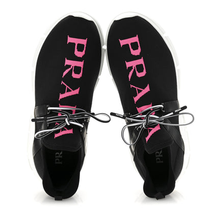 Prada Knit Fabric Logo Womens Sneakers 39 Black Pink 2 of 8