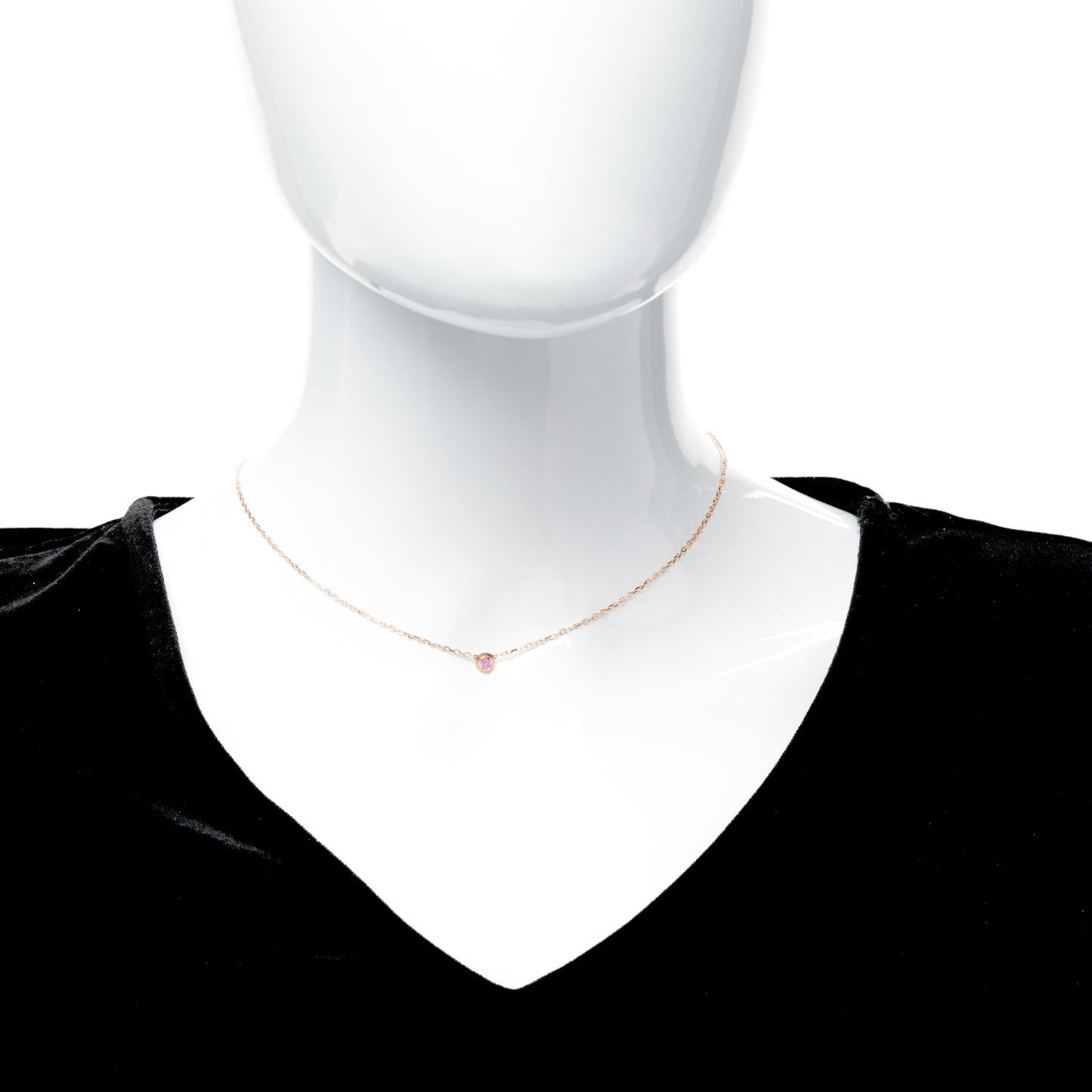 18K Pink Gold Pink Sapphire D'Amour Pendant Necklace