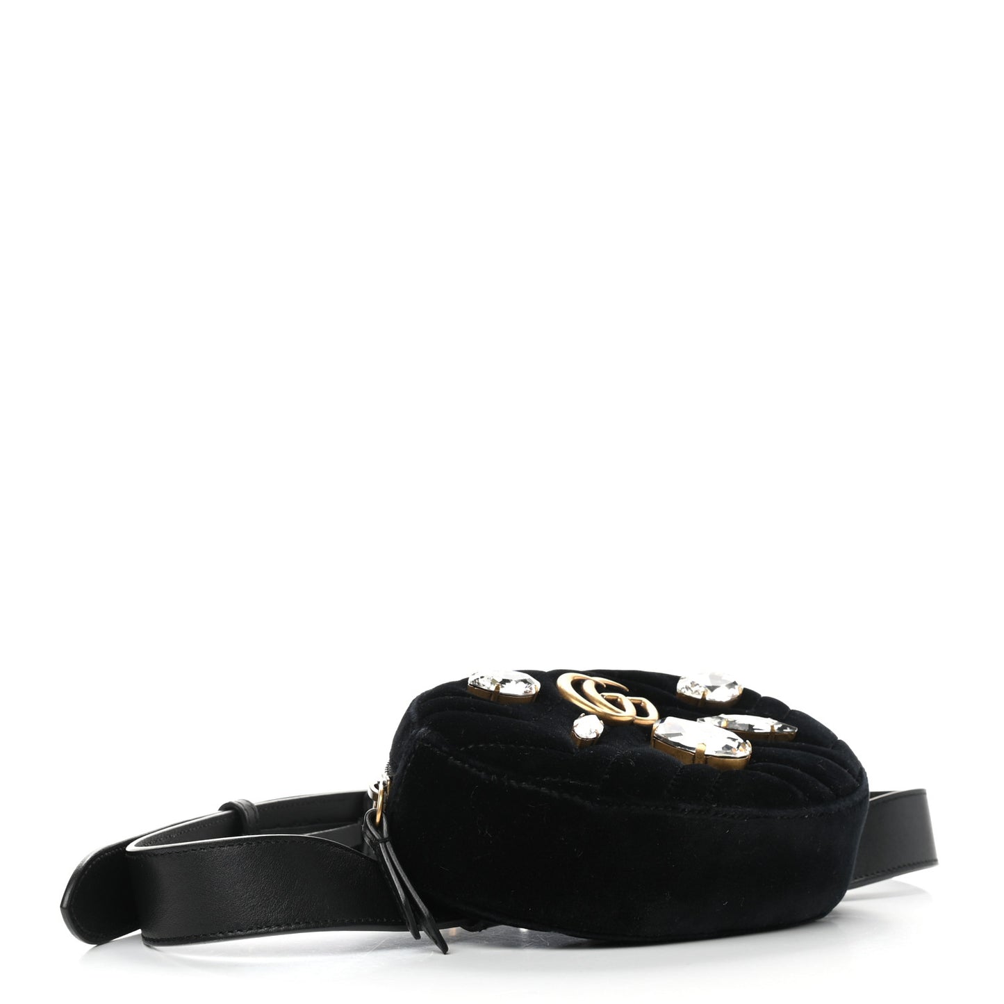 Velvet Matelasse Marquise Crystals GG Marmont Belt Bag 85 34 Black