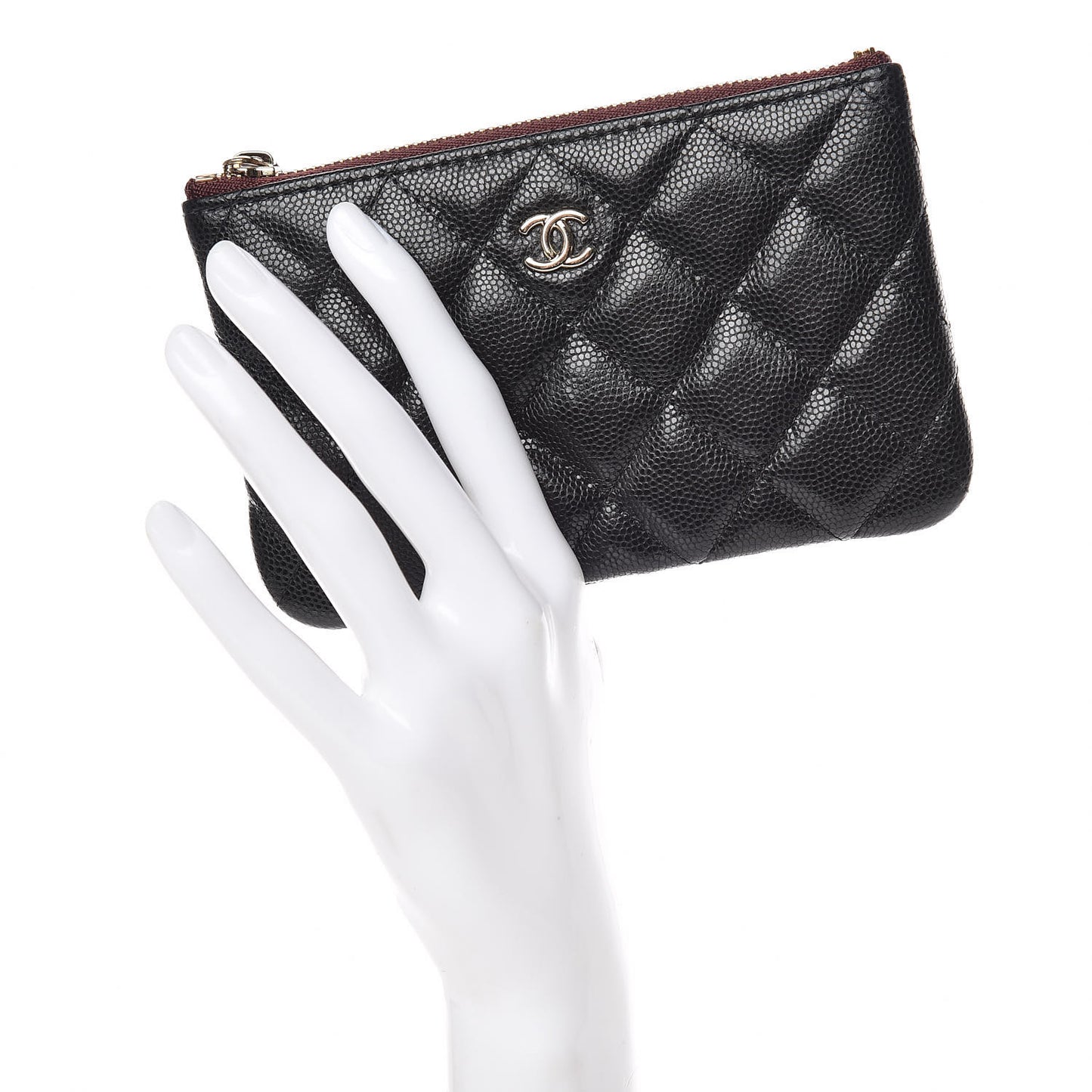 Caviar Quilted Small Cosmetic Case Black