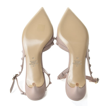 Valentino Garavani Nappa Monochrome Rockstud Half D'Orsay Slingback 50mm Pumps 39 Poudre 5 of 8