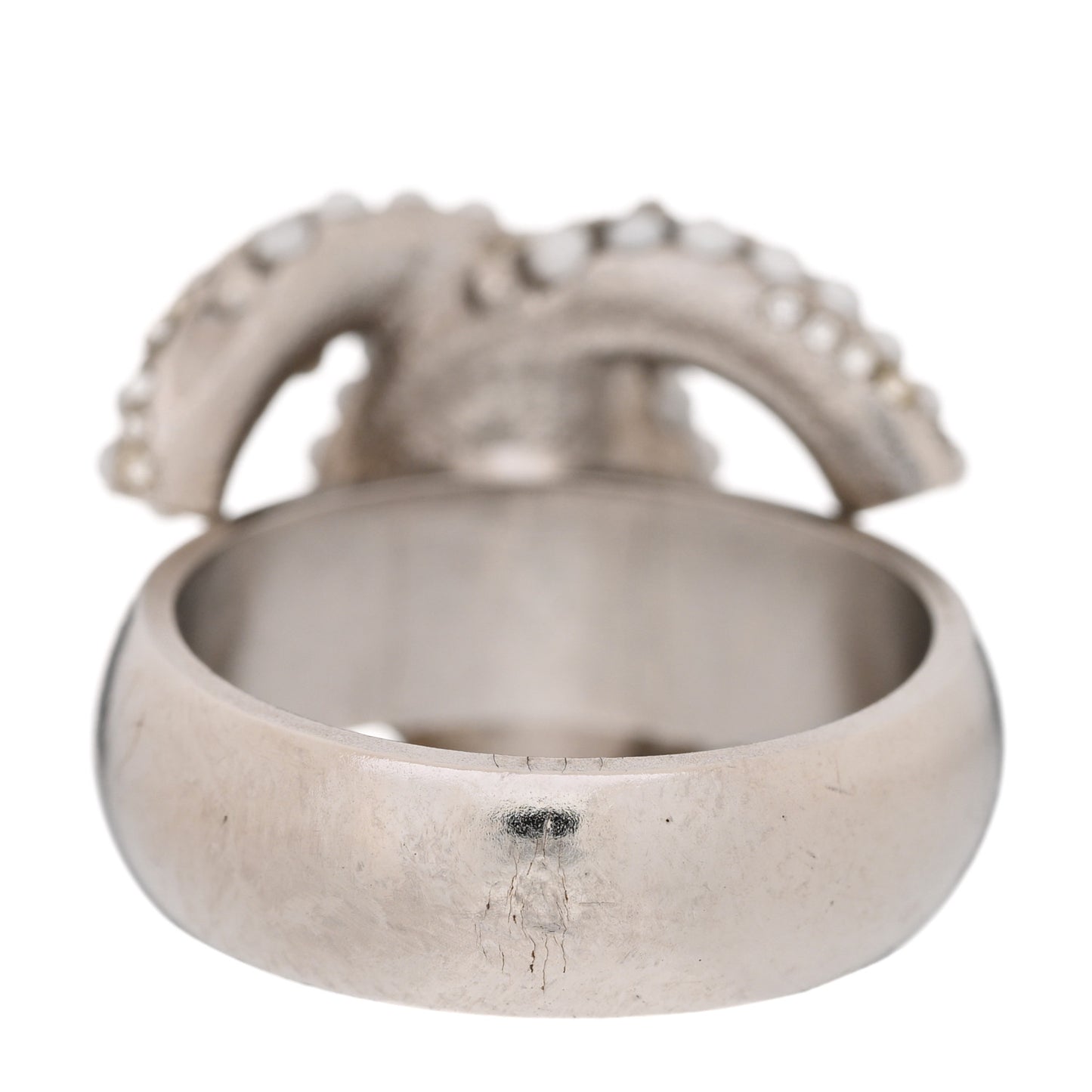 Crystal Pearl CC Ring 51 5.75 Silver