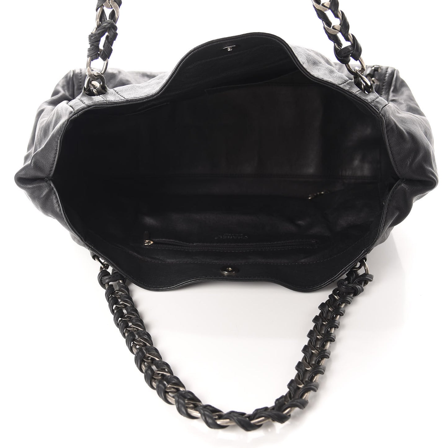 Calfskin East West Modern Chain Tote Black