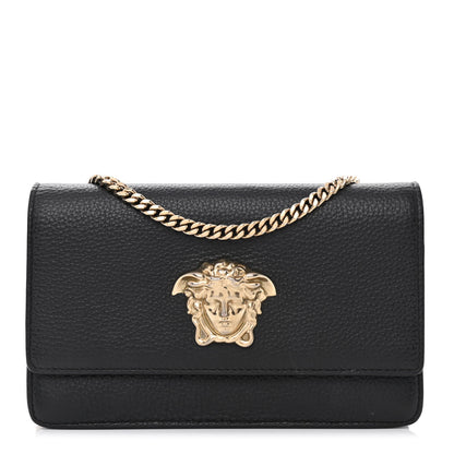 Versace Grained Calfskin Medusa Wallet On Chain Black 1 of 9