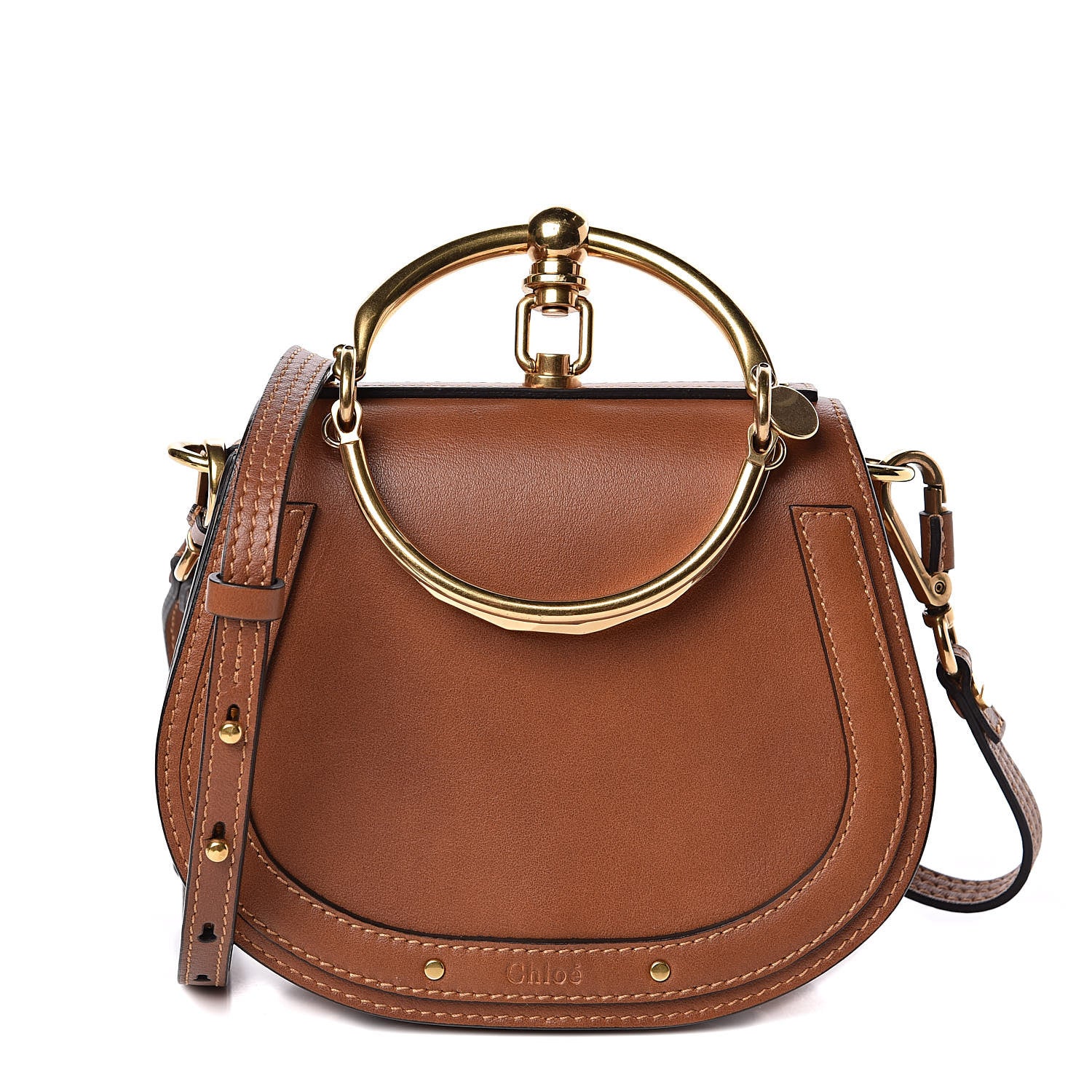 Chloe Calfskin Suede Small Nile Bracelet Bag Caramel 1 of 9