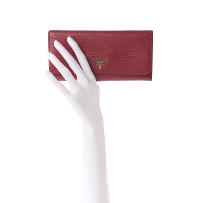 Prada Saffiano Metal Continental Flap Wallet Fuoco 3 of 11