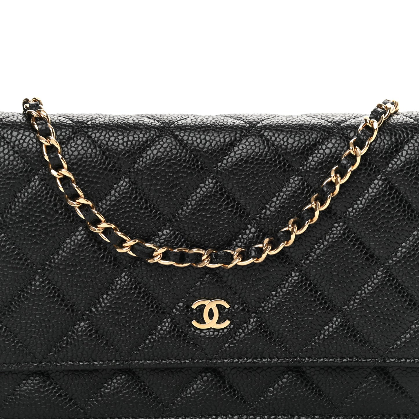 Caviar Quilted Wallet On Chain WOC Black
