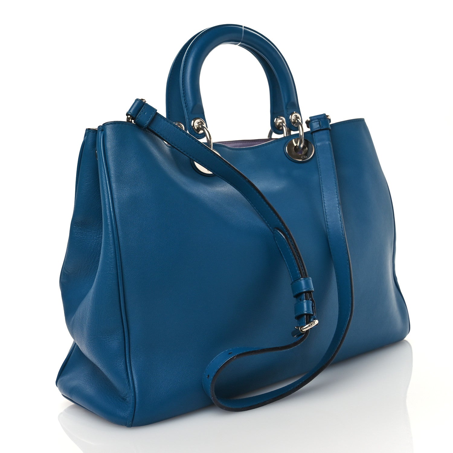 Christian Dior Bullcalf Large Diorissimo Tote Blue 4 of 11