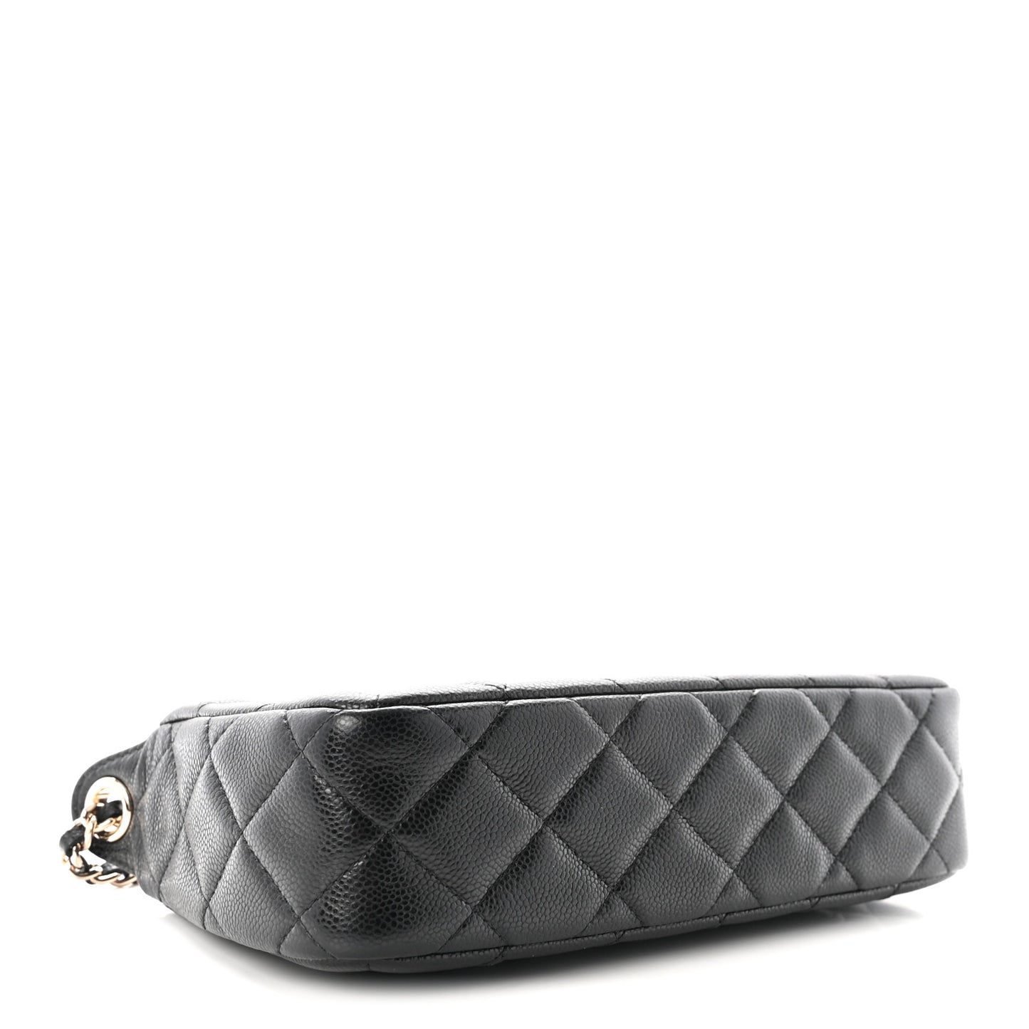 Caviar Quilted Purse With Chain Black