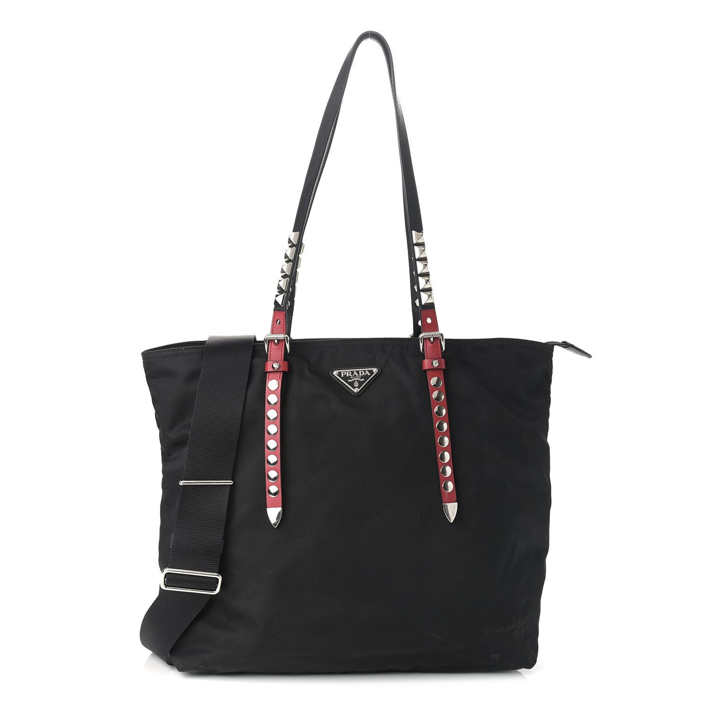 Nylon New Vela Studded Tote Black Fuoco