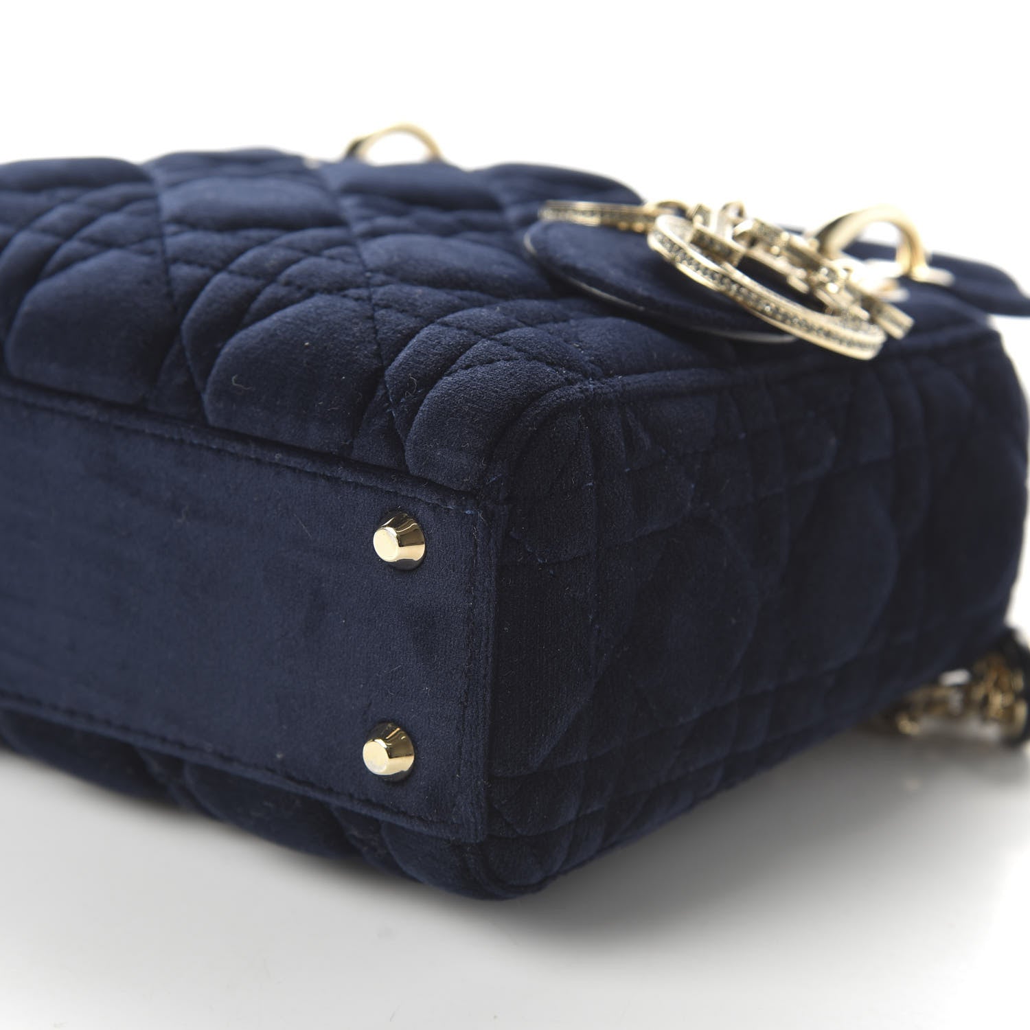 Christian Dior Velvet Mini Lady Dior Navy Blue 7 of 9