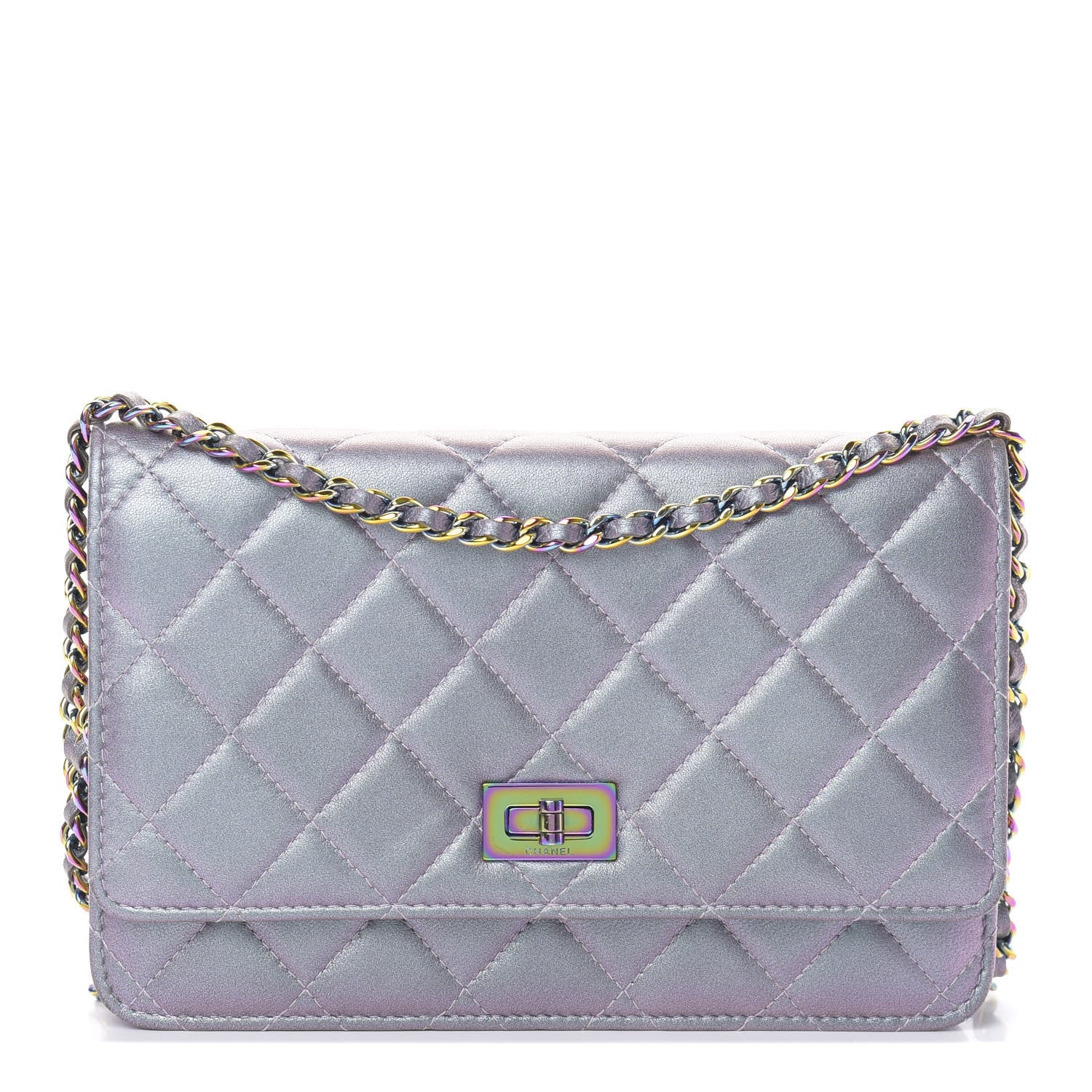 Chanel Iridescent Lambskin Quilted Reissue Wallet On Chain WOC Light Purple 1 of 15