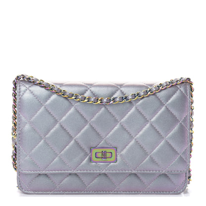 Chanel Iridescent Lambskin Quilted Reissue Wallet On Chain WOC Light Purple 1 of 15