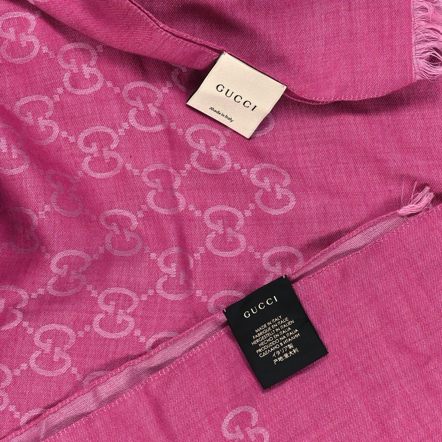 Wool Silk GG Monogram GGNat Scarf Roseate