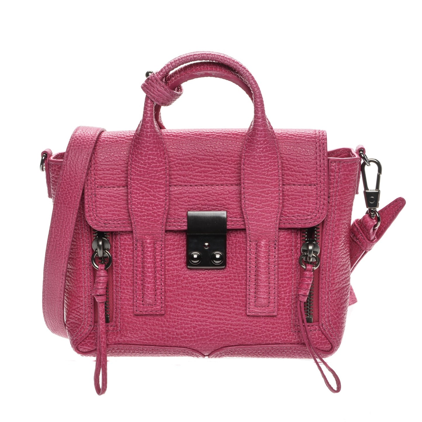 3.1 Textured Calfskin Mini Pashli Satchel Bright Fuchsia
