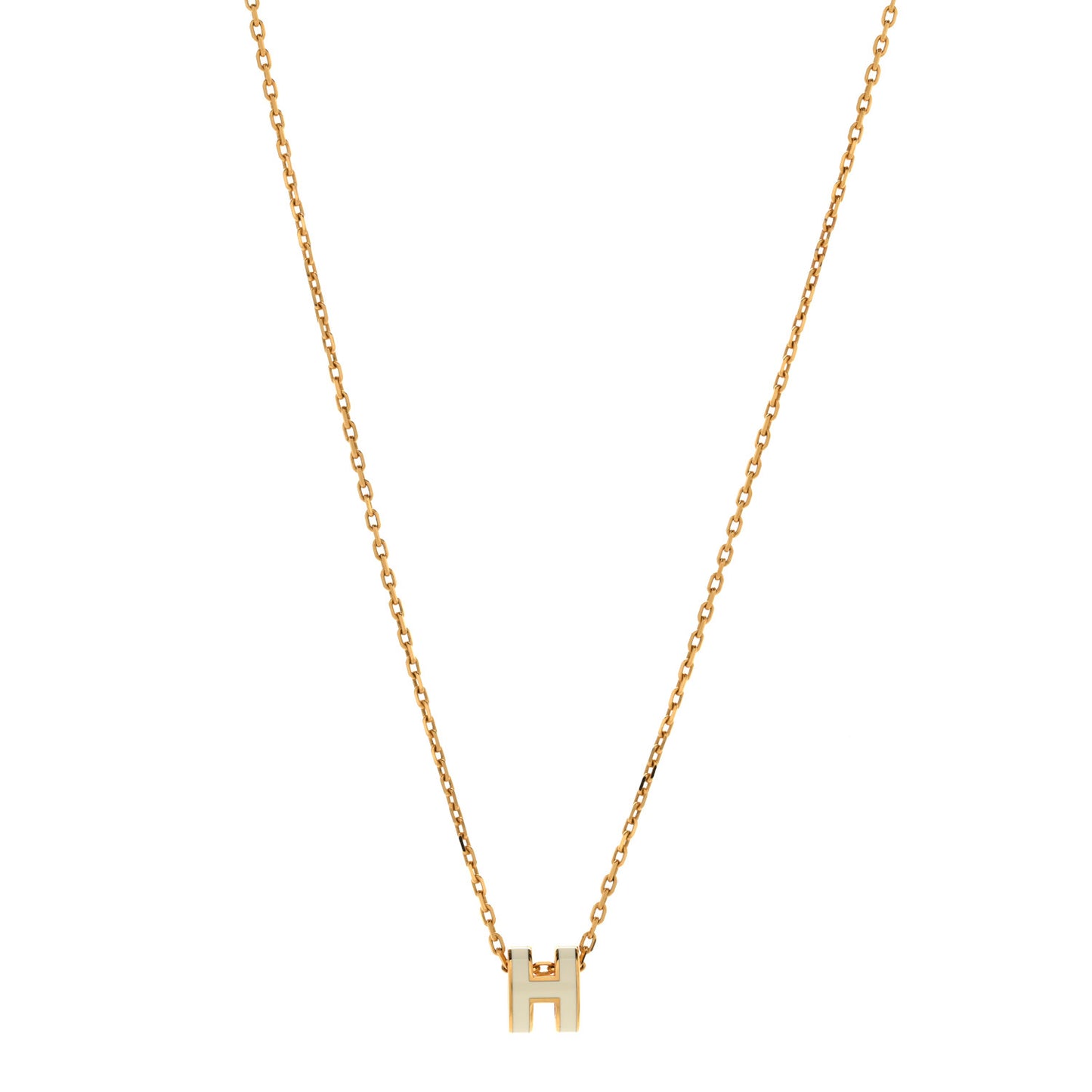 Lacquered Gold Mini Pop H Pendant Necklace White