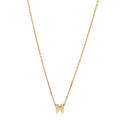 Hermes Lacquered Gold Mini Pop H Pendant Necklace White 1 of 6
