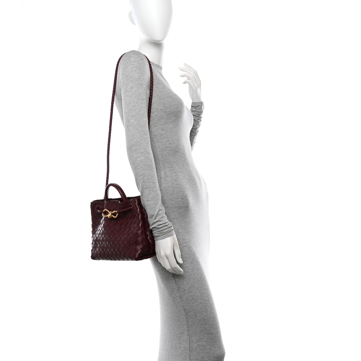 Nappa Intrecciato Small Andiamo Shoulder Bag Barolo