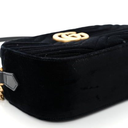 Gucci Velvet Matelasse Small GG Marmont Chain Shoulder Bag Black 9 of 11