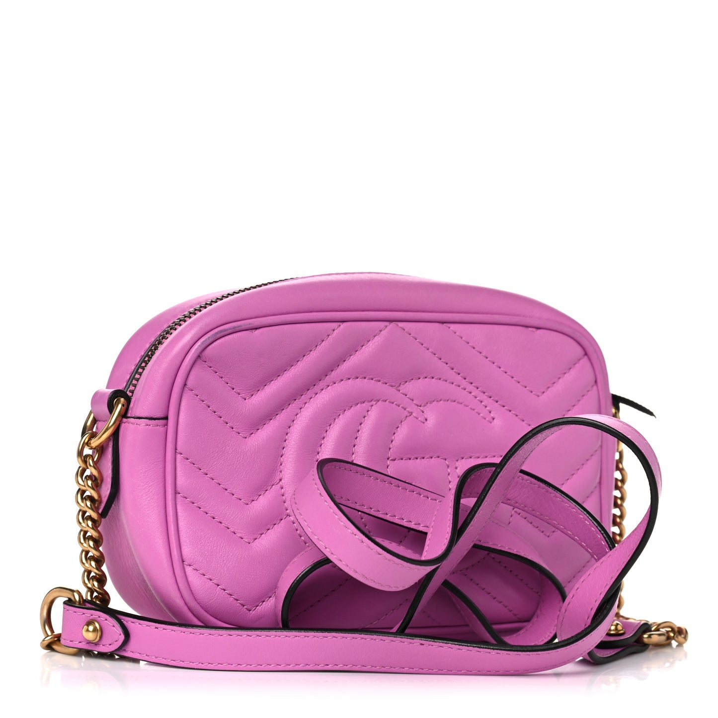 Calfskin Matelasse Mini GG Marmont Chain Shoulder Bag Candy Mousse