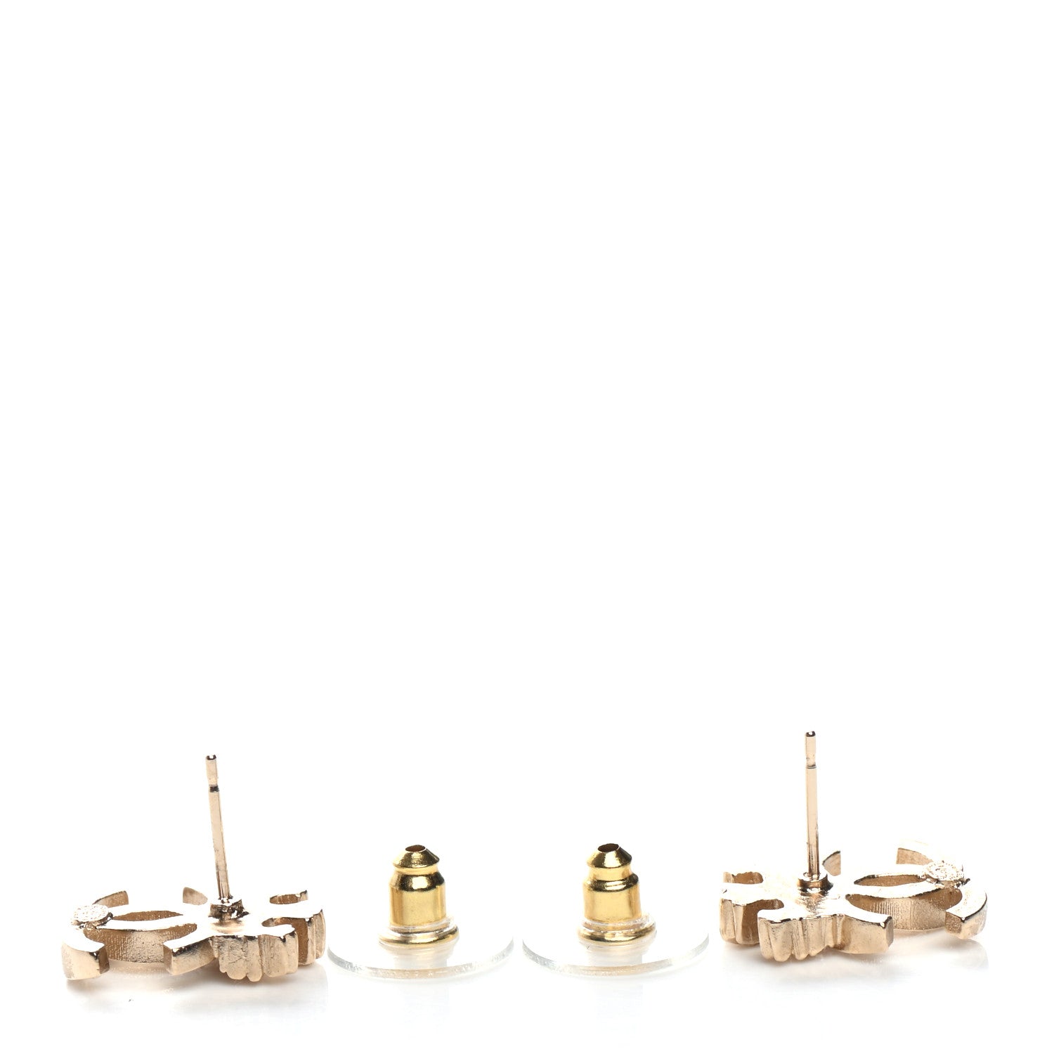 Chanel Crystal CC Crown Earrings Gold 3 of 4