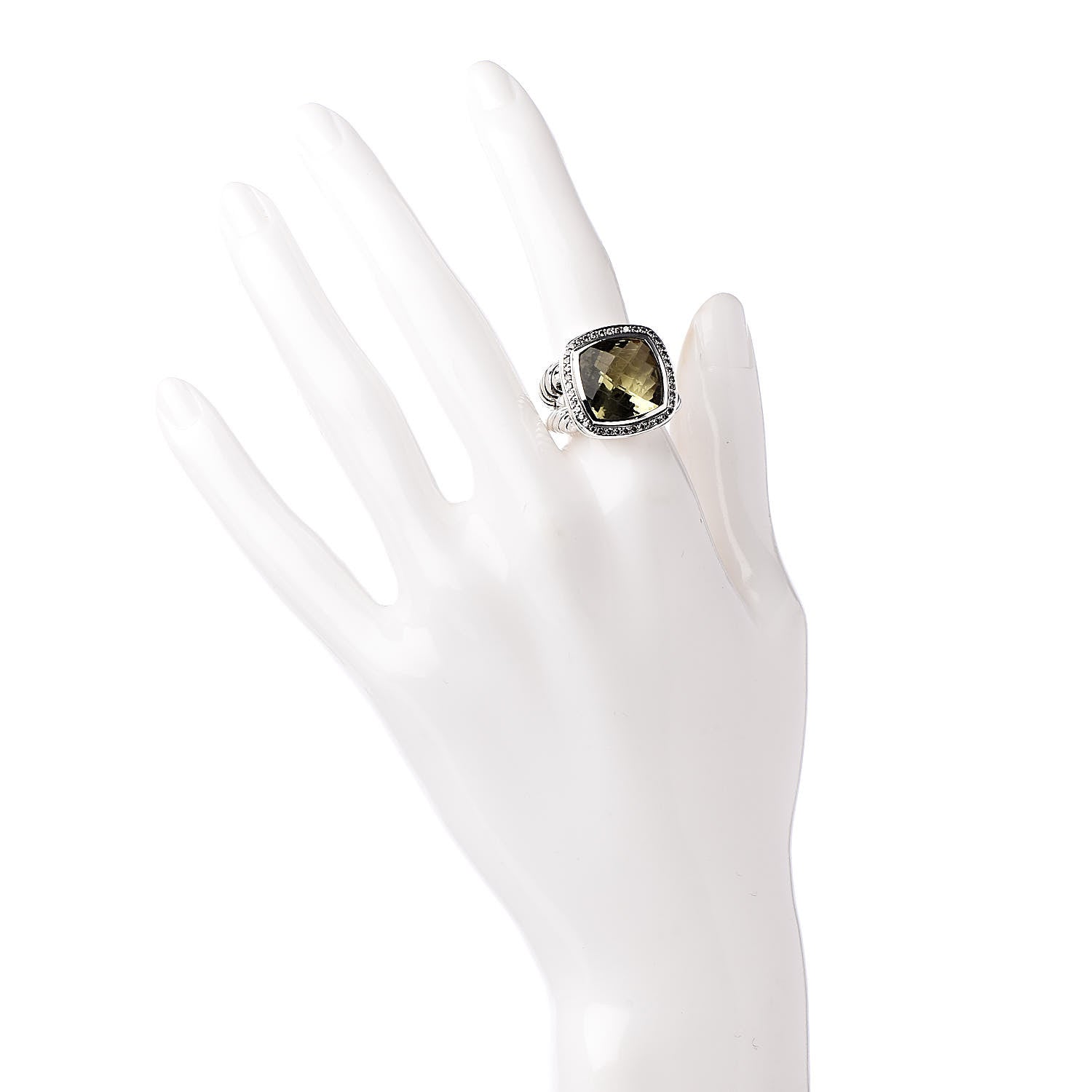 David Yurman Sterling Silver Diamond Lemon Citrine 14mm Albion Ring 54 7 2 of 5