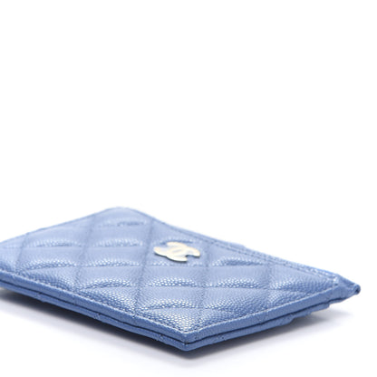 Chanel Caviar Quilted CC Zip Card Holder Blue 9 of 10