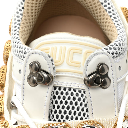 Gucci X SEGA Mesh Calfskin Suede Removable Crystals Womens Flashtrek Sneakers 35 Great White 10 of 10