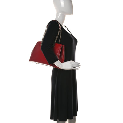 Salvatore Ferragamo Hammered Calfskin Vara Bow Chain Tote Red 2 of 10