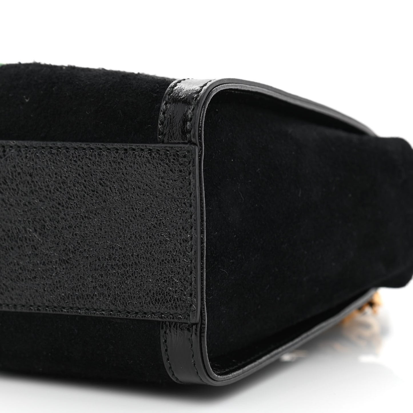 Suede Patent GG Web Small Ophidia Tote Bag Black