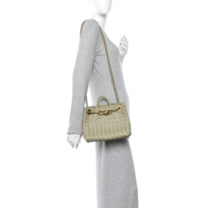 Bottega Veneta Nappa Intrecciato Small Andiamo With Chain Shoulder Bag Travertine 2 of 9