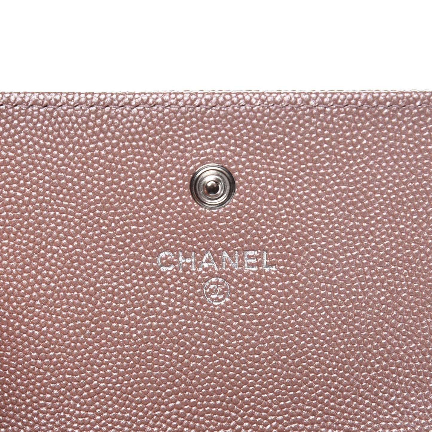 Metallic Caviar Chevron Quilted Vintage Mademoiselle Card Holder Pink