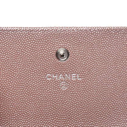 Chanel Metallic Caviar Chevron Quilted Vintage Mademoiselle Card Holder Pink 6 of 9