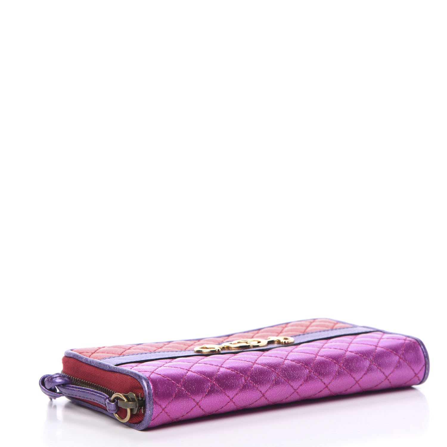 Gucci Laminated Nappa Trapuntata Zumi Zip Around Wallet Rosso Fuxia Bizantin 3 of 7