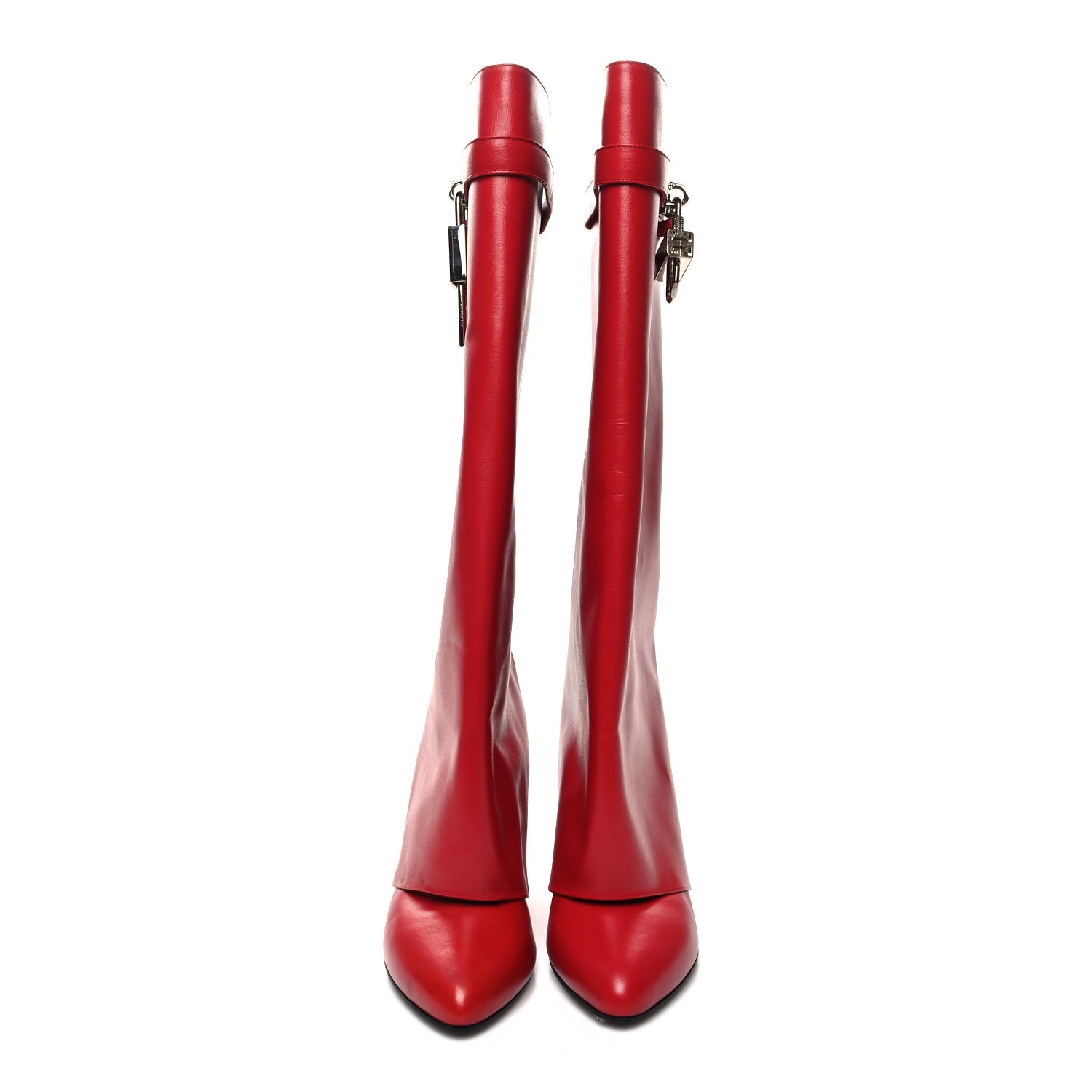 Givenchy Calfskin Shark Lock Pant Boots 38.5 Red 2 of 10